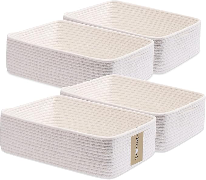 Large Shallow Organizing Baskets 15x11x5.1 Inches by MiniArkStorageBasketsHome