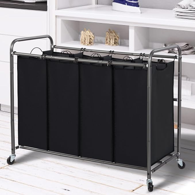Laundry Sorter Hamper with Wheels, Heavy-Duty Laundry Sorter Rolling Cart - Image 7