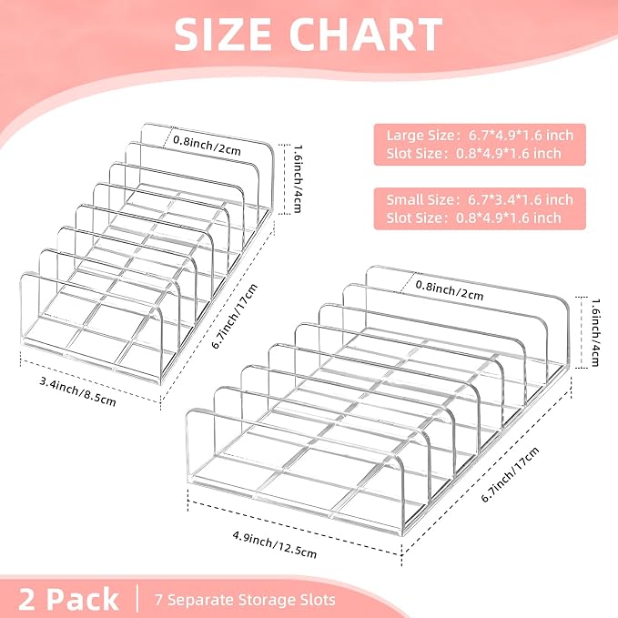 2 Pack Acrylic Makeup Eyeshadow Palette Organizer, 7-Slot Display Case - Image 2