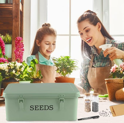 Seed Storage Box, Metal Seed Bin Seed Storage Organizer, 4 Dividers Seed - Image 5