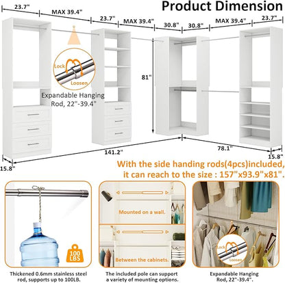Vomavex Closet System with 4 sets, 101.9" Closet Organizer Systems with 6 - Image 4