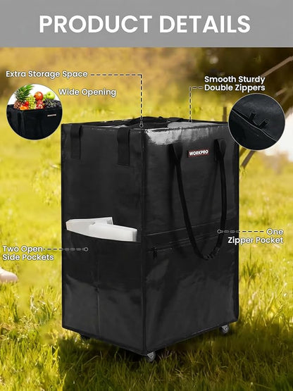 WORKPRO Medium Reusable Grocery Bag on Wheels, Heavy Duty Rolling Shopping Tote - Image 6