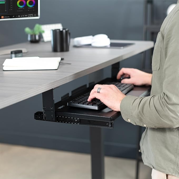 VIVO Large Height Adjustable Under Desk Keyboard Tray, 27 x 11 inch Slide-Out - Image 9