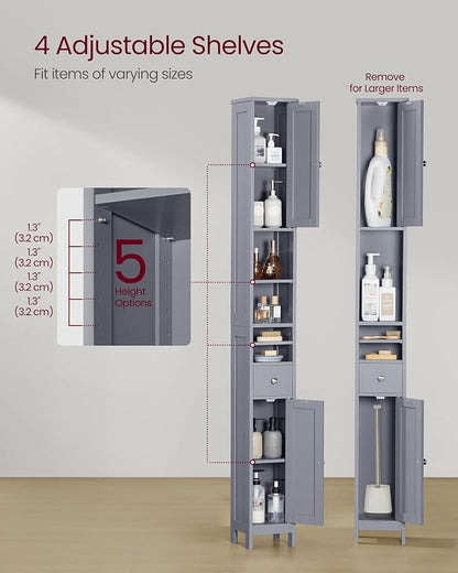 VASAGLE Tall Bathroom Cabinet, Slim Freestanding Bathroom Storage Cabinet - Image 5