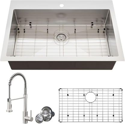 33 x 22 Drop-In/Undermount Kitchen Sink, TECASA Single Bowl Kitchen Sink by TECASA