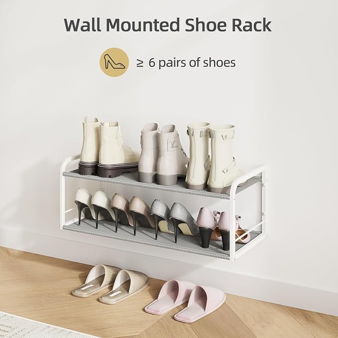 Wall Mounted Shoe Rack, Carbon Steel Shoe Organizer - Image 6
