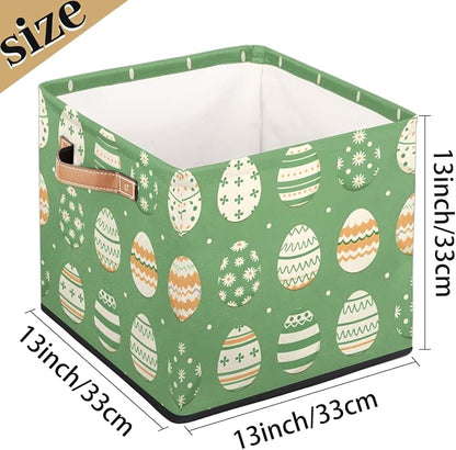 TropicalLife 13x13x13 Inch Large Fabric Storage Cube Easter Sage Green Foldable - Image 4