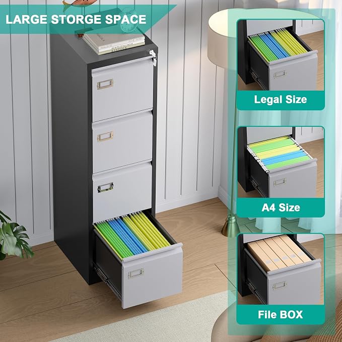 SISESOL 4 Drawer Vertical File Cabinet - Image 5