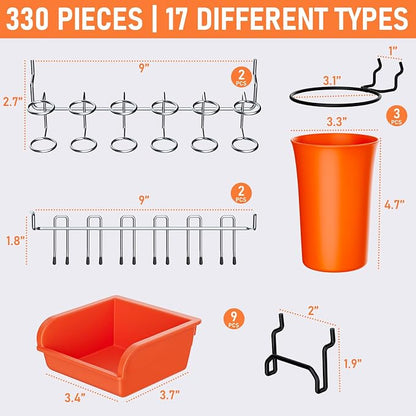 INCLY 330PCS Upgraded Pegboard Accessories Organizer Kit, Peg Board Hooks - Image 4