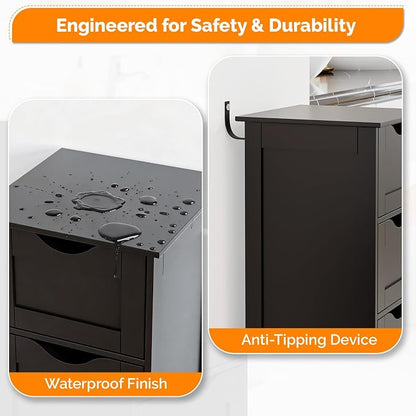 VINGLI Black Bathroom Storage Cabinet - Image 6