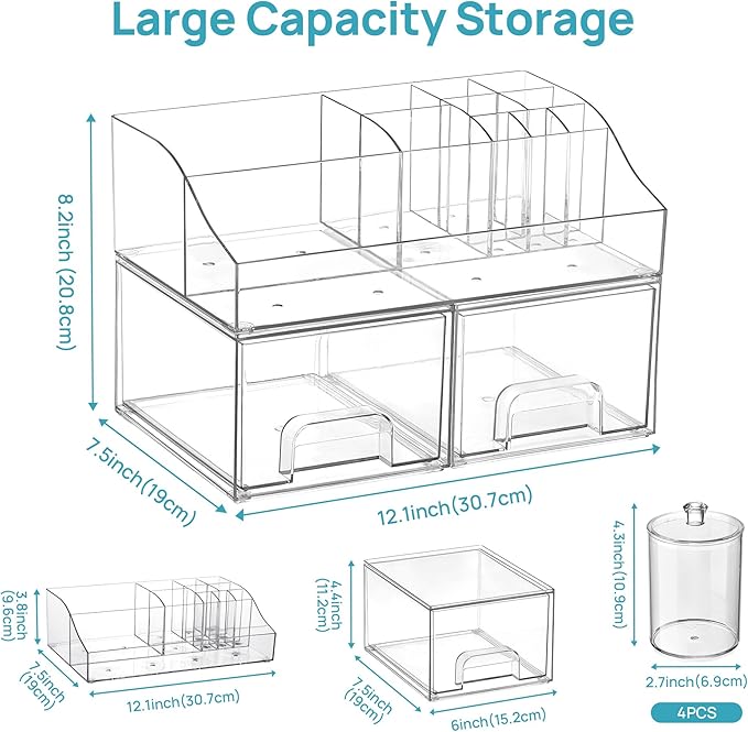 Vtopmart 7 PCS Bathroom Countertop Organizer, 1 Divided Tray - Image 2