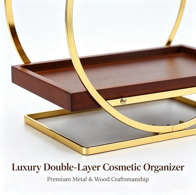 2-Tier Bathroom Counter Organizer, Wood Bathroom Organizer - Image 5