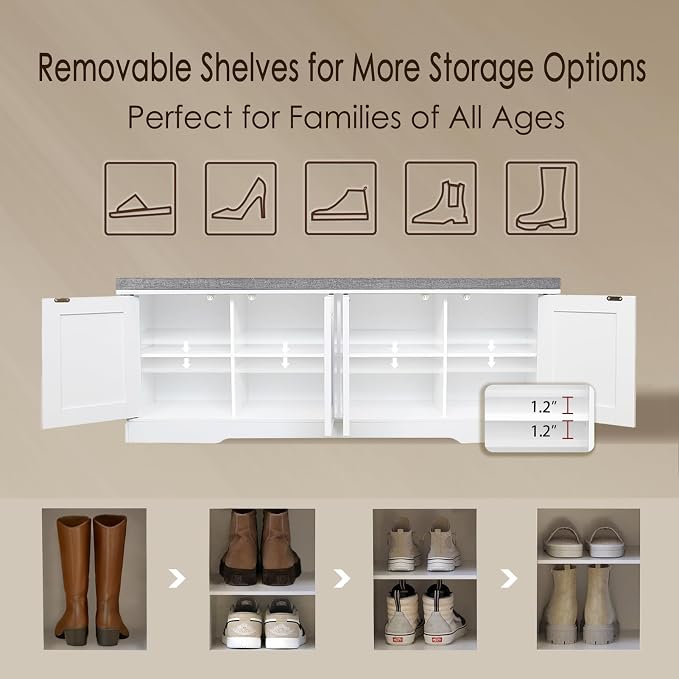 DINZI LVJ Shoe Bench, Entryway Storage Bench - Image 7