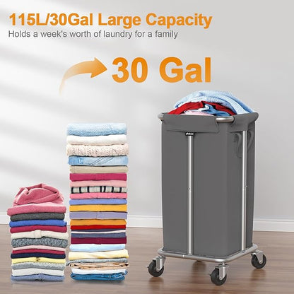 115L Laundry Basket with Wheels, 30 Gal. Rolling Laundry Hamper, Removable and - Image 2
