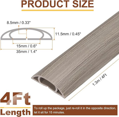 HARFINGTON 4ft Cord Cover Floor W0.6 x H0.33 Inner Channel PVC Hide Extension - Image 2