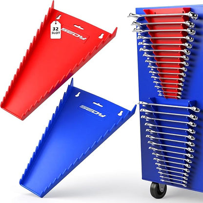 2-Pack Magnetic Wrench Organizer, 32-Slot Premium Wrench Rack Holder Tool Trays by SEDY