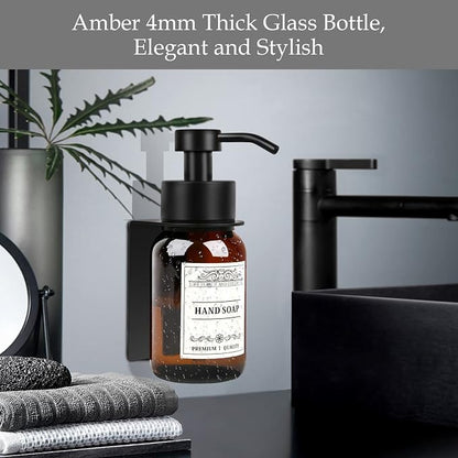 Glass Soap Dispenser with Pump and Wall Mount Holder, 8.5 Oz Shampoo and - Image 2