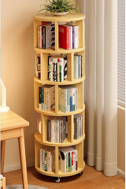 Rotating Bookshelf Tower 2/3/4/5/6 Tier Wood Rotating Bookshelf Wooden Book by Unknown