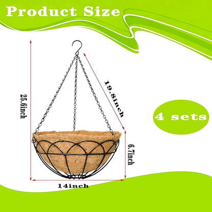 4 Pack 14 Inch Black Wire Hanging Planter - Image 6
