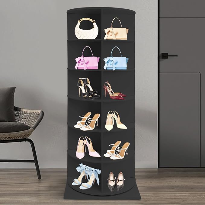 Rotating Shoe Rack, Free Standing Vertical Handbag Rotate Display Storage - Image 2