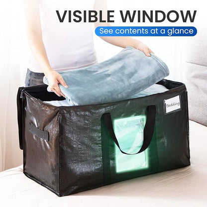 TAILI Extra Large Moving Bags, 10 Pack Black Heavy Duty Totes - Image 2