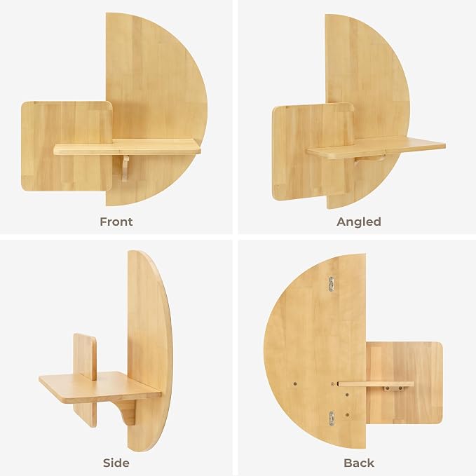 Behomes Soluna Solid Wood Floating Nightstand, Wall Mounted Bedside Nightstand - Image 5