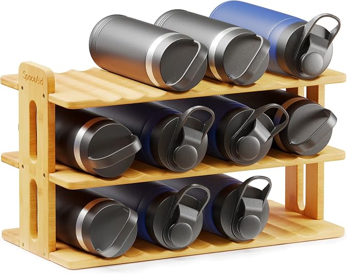 SpaceAid Bamboo Water Bottle Organizer by SpaceAid