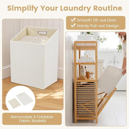Giantex Double Tilt Out Laundry Hamper - Image 4