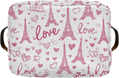 Pink Paris Eiffel Tower Rectangular Storage Bins Box Foldable Shelf Basket - Image 8