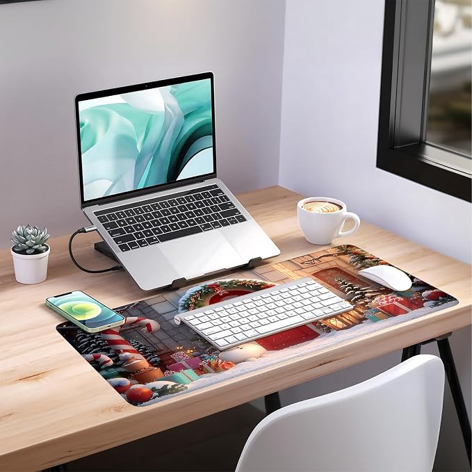 Christmas Scene Gaming Mouse Pad 35.4"x15.7"Desk Mat Anti-Slip Rubber Base & - Image 7