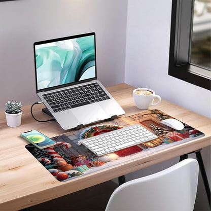 Christmas Scene Gaming Mouse Pad 35.4"x15.7"Desk Mat Anti-Slip Rubber Base & - Image 7