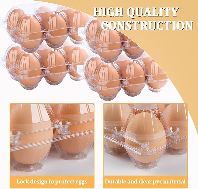 200PCS Clear Plastic Egg Cartons 6 Count, Half Dozen Egg Cartons Cheap Bulk - Image 3