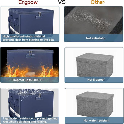 ENGPOW File Box with Lock, Fireproof Document Box with Pockets, Collapsible - Image 6