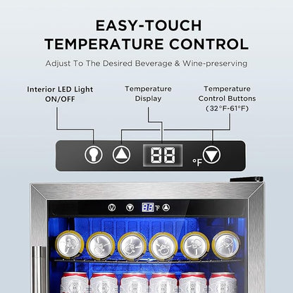 Mini Fridge 130 Can Beverage Refrigerator Cooler, 3.2 Cu.Ft Drink Fridge - Image 6
