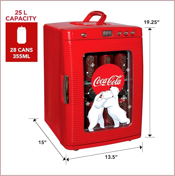 Coca-Cola 25L Retro Mini Fridge Polar Bear Design Portable Cooler/Warmer - Image 6