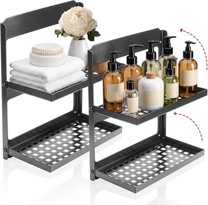 Leinuosen 2 Pack 2-Tier Folding Metal Shelf Wall Mounted Small Fold Down Shelf by Leinuosen