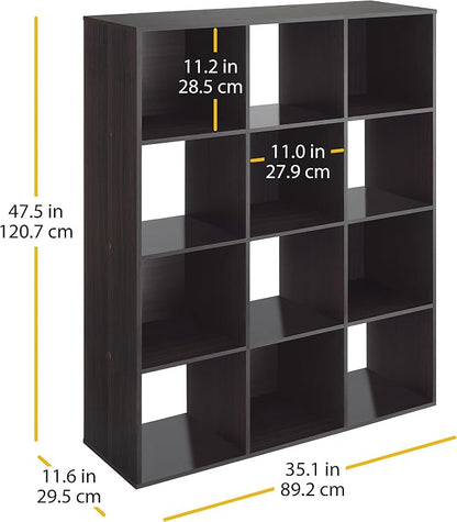 Whitmor 12 Cube Bookcase, 4 Tier Stackable MDF Bookself, Open Storage Display - Image 3