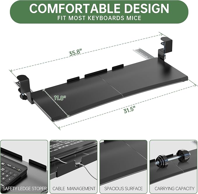 Extra Large Keyboard Tray Under Desk - Image 7