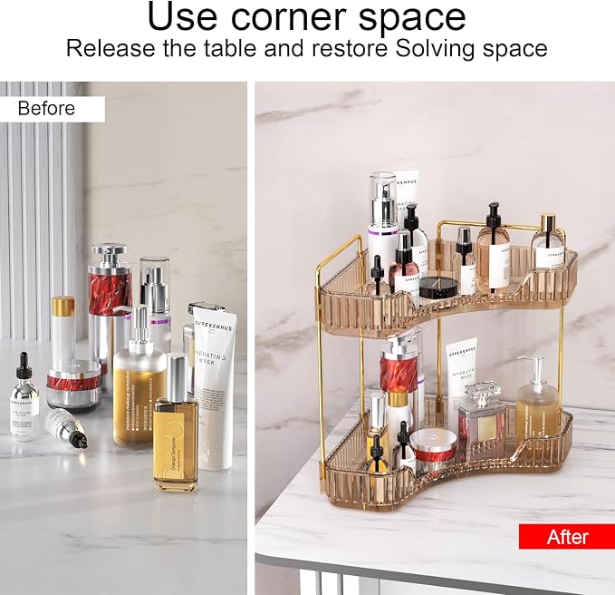 GTI 2 Tier Makeup Organizer, Large Capacity Bathroom Counter Organizer - Image 4