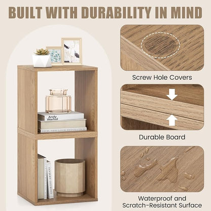 2 Stackable Cubes Bookcase, Wooden Cubby Storage Organizer - Image 7