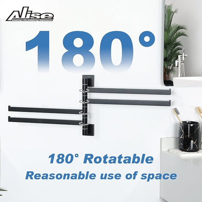 Alise 4 Arm Swivel Towel Rack, Matte Black Swivel Out Towel Bar, 13.58 Inch | - Image 4