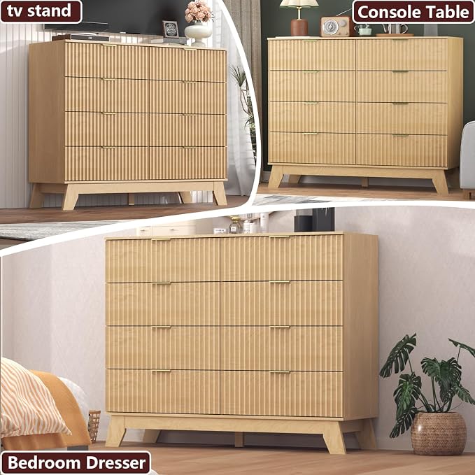 Fluted Dresser for Bedroom, 8 Drawer Dresser for Closet Organizer and Storage - Image 4