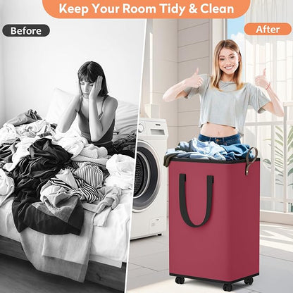 SpaceTrove Laundry Basket with Wheels, Collapsible Laundry Baskets, Laundry - Image 5
