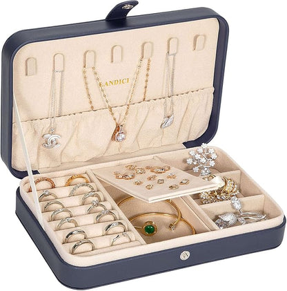 LANDICI Small Jewelry Box for Women Girls, PU Leather Travel Jewelry Case by LANDICI
