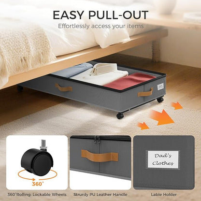 Under Bed Storage with Wheels 2-Pack, 75L XXL Under the Bed Storage Containers - Image 5