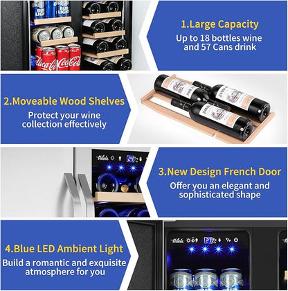 24 Inch Wine and Beverage Refrigerator, Dual Zone Wine Beverage Cooler - Image 4