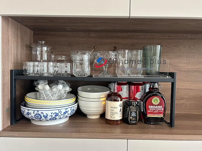 2 Pack Expandable Cabinet Shelf Organizer 16-26" L Stackable Kitchen Counter - Image 3