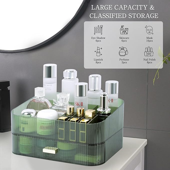 Makeup Organizer with Stackable Drawer, Large Capacity Vanity Organizer - Image 4