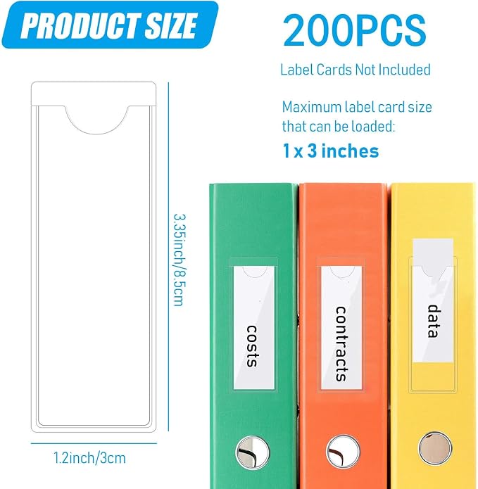 Outus 200 Pack 1.2 x 3.35 Inch Self Adhesive Label Pockets Bulk Plastic Labels - Image 2