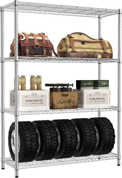 IZEUK 4-Tier Adjustable Heavy Duty Metal Wire Shelving Unit, Wide Storage Rack by IZEUK